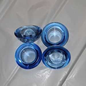 Sleek Azure Glass Candle Holders